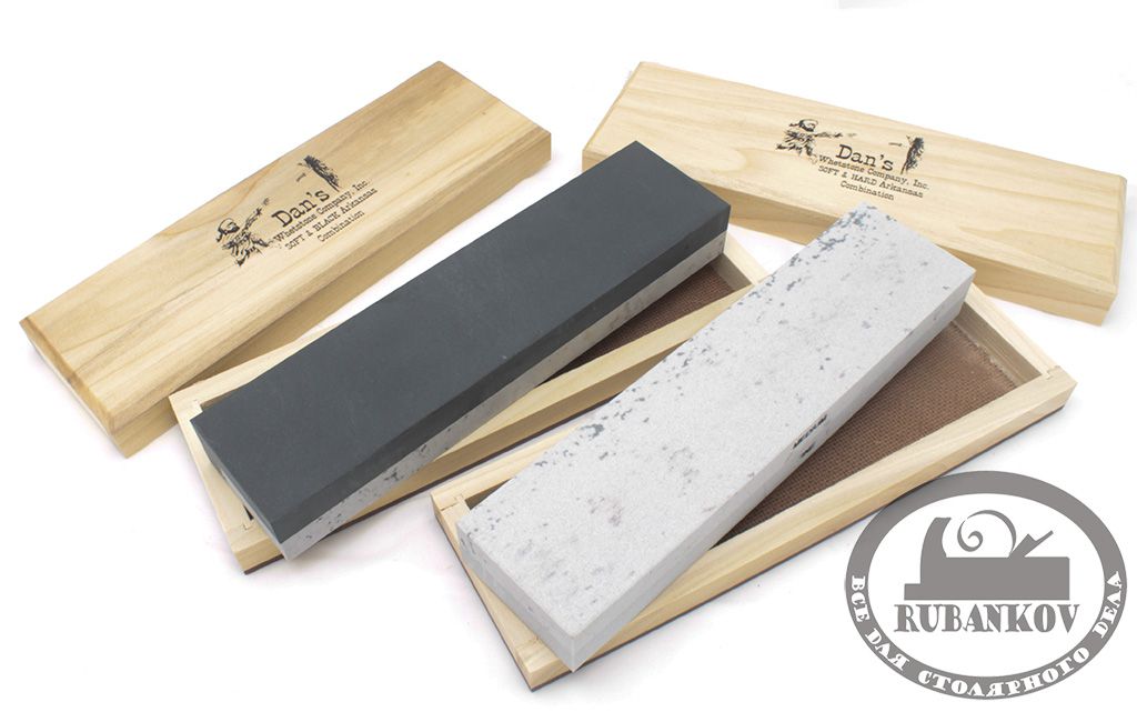 Заточные абразивы Arkansas, двойные в деревянном футляре Заточные абразивы Arkansas, двойные в деревянном футляре