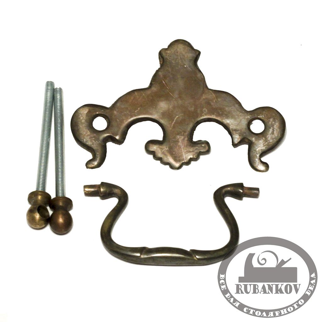 Ручка-скоба, *Modern* 53х82мм, латунь пат., винт М4 Ручка-скоба, *Modern* 53х82мм, латунь пат., винт М4