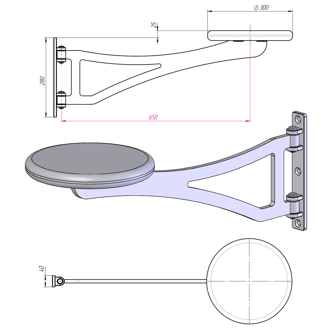 Табурет поворотный ПЕТРОГРАДЪ, модель 1, сиденье - бук Табурет поворотный ПЕТРОГРАДЪ, модель 1, сиденье - бук