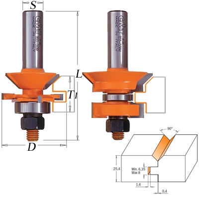 Набор фрез CMT, 955 серия, для изготовления вагонки, D44,4мм/L75.5мм/S12мм Набор фрез CMT, 955 серия, для изготовления вагонки, D44,4мм/L75.5мм/S12мм