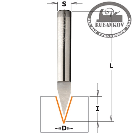 Фреза гравировальная 35 град спец. HWM, CMT,Z1 D6х8.5мм/L60мм/S6мм Фреза гравировальная 35 град спец. HWM, CMT,Z1 D6х8.5мм/L60мм/S6мм
