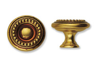 Ручка-кнопка, 'Louis XVi' D30мм, латунь полир. с коричн. пат., винт, 24404.03001.54