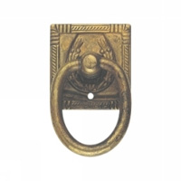 Ручка-кольцо, 'Art Nouveau' 33х55мм, латунь пат., прямоуг.накл., винт и гвоздь, 12223.05500.03