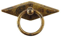 Ручка-кольцо, 'Poor Art' 73х46мм, латунь пат., ромб. накл., винт, 12713Z03400.03