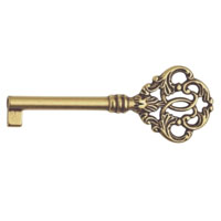 Ключ универсальный, *Louis XV* 33х77мм, L=34мм, тип N, латунь c коричн. пат./латунь пат.