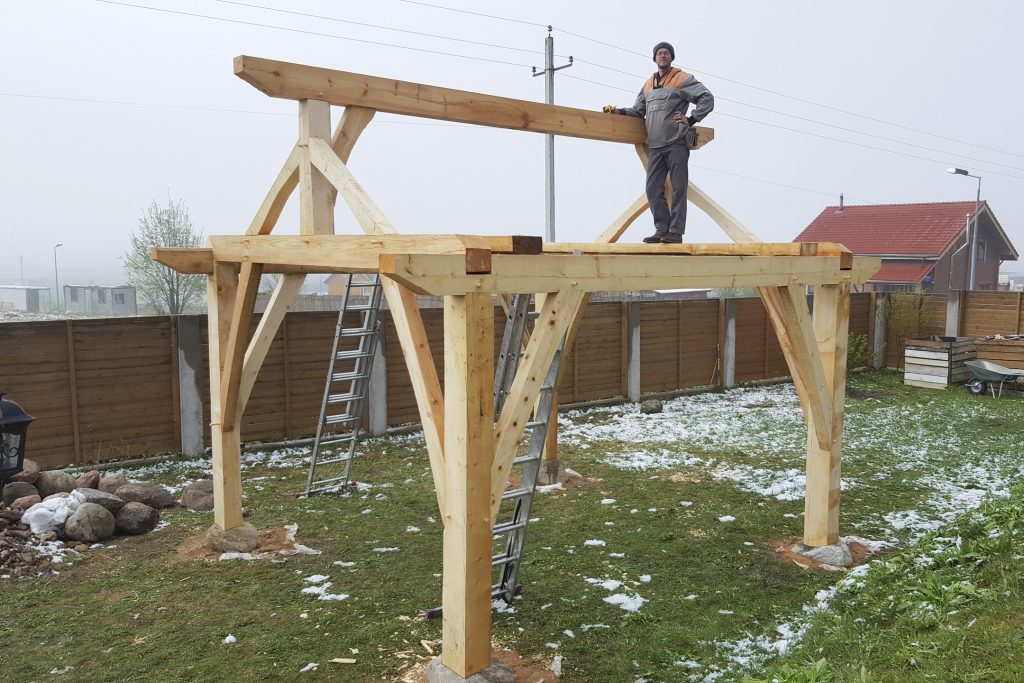фахверковый каркас беседки в масштабе