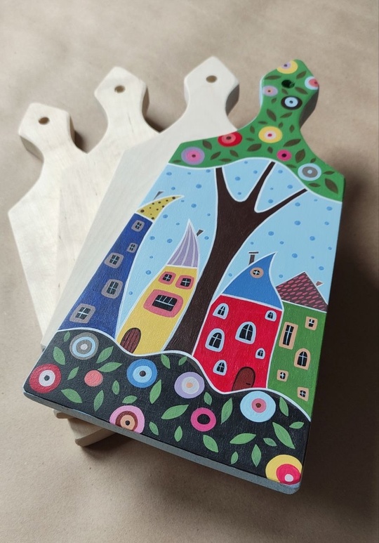 деревянная кухонная доска с росписью