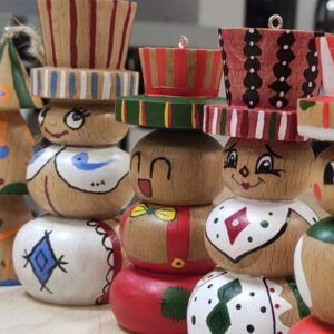 роспись деревянных елочных игрушек снеговик